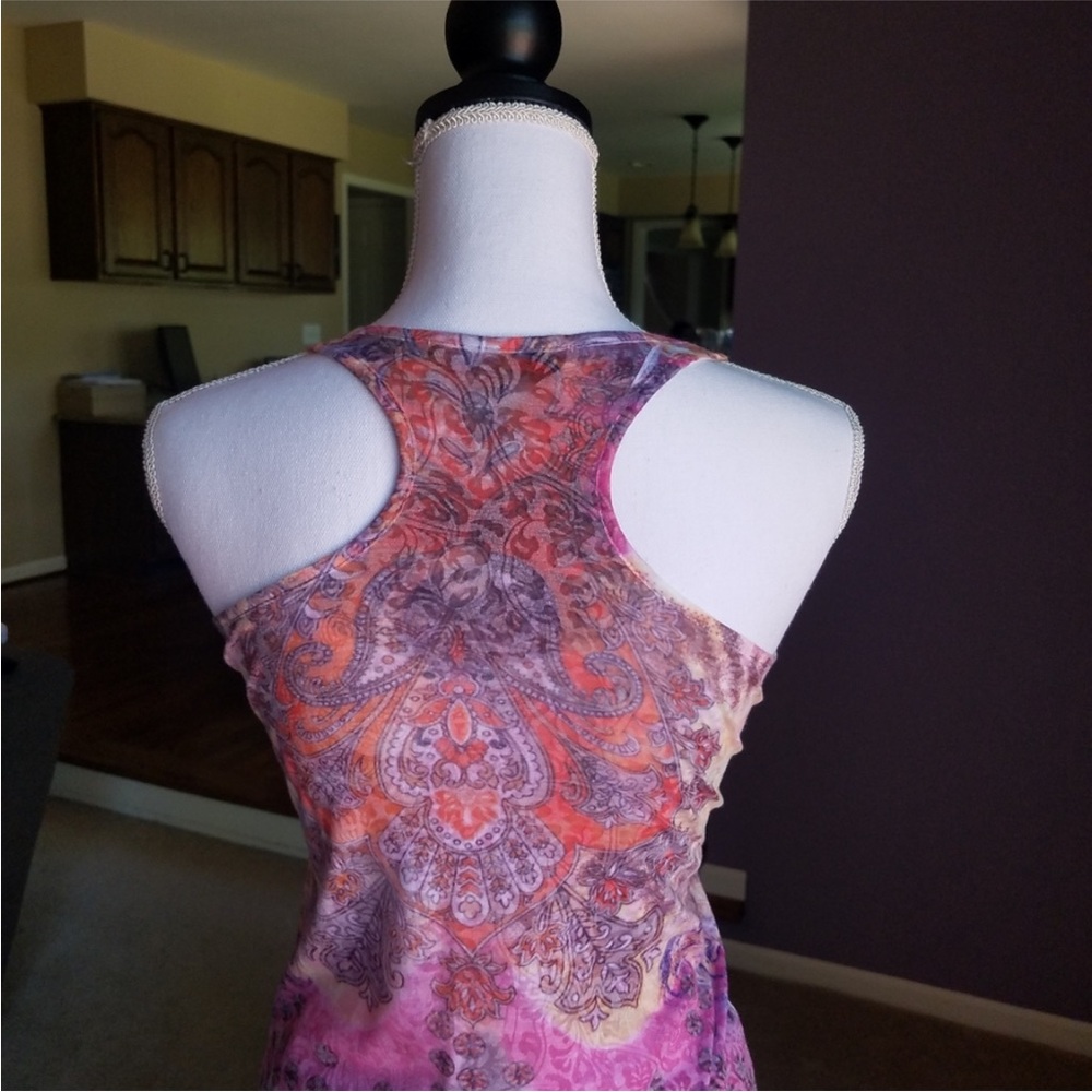 Embellished Colorful Tie-dyed Racerback Tank Top from Italy - Picture 5 of 17